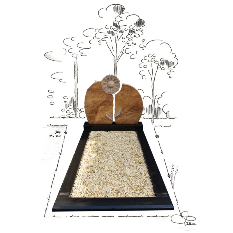 Kashmir Gold graniet compleet monument met bloem