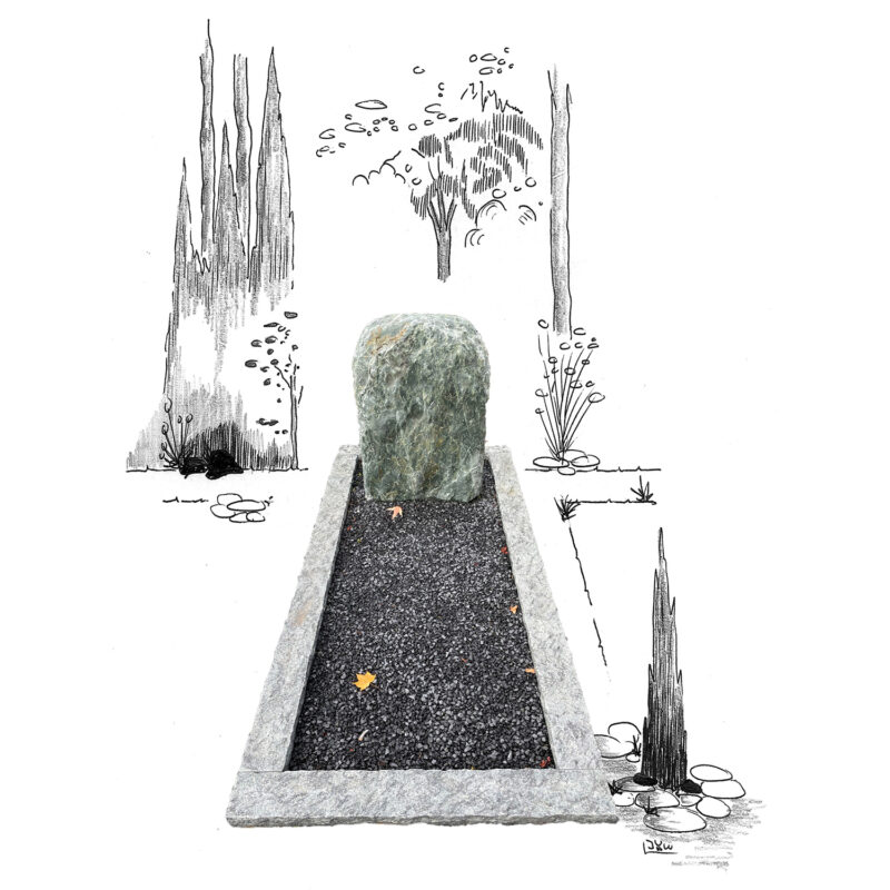 Olive Green graniet gejobte ruwe omranding