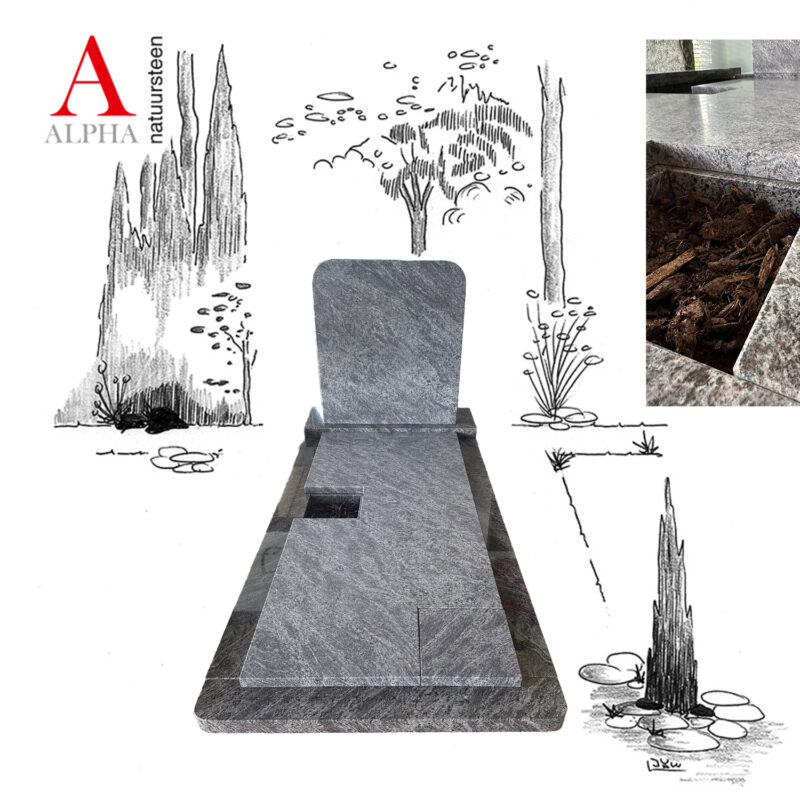 Interactief Orion graniet monument met vakken en ronde hoeken