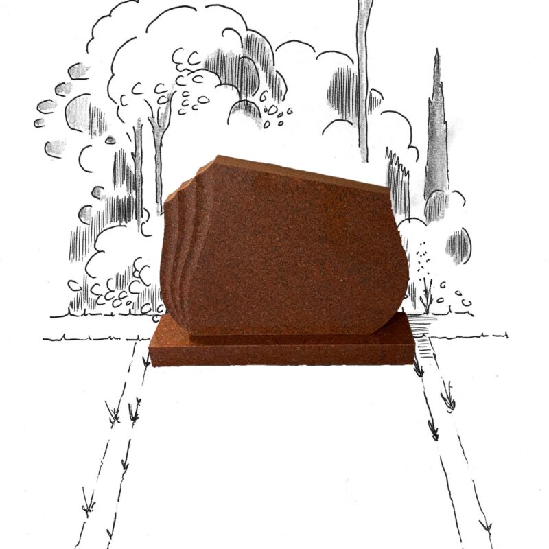 Imperial Red graniet staand monument met waaier