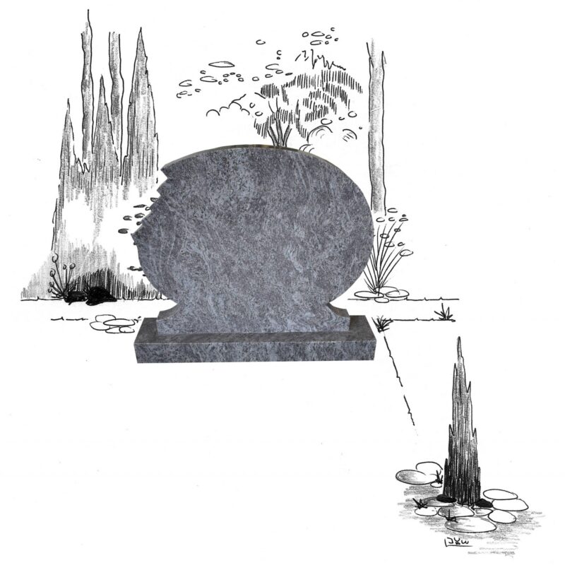 Orion graniet staand monument ovaal met waaier