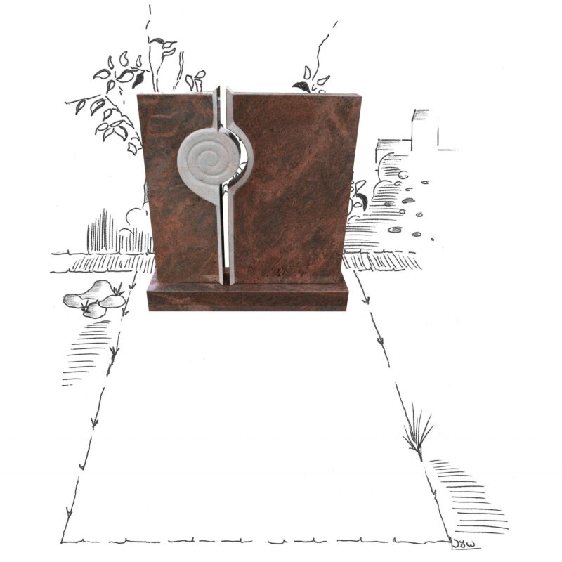 Multicolor Red graniet staand monument met zuil en spiraalvorm