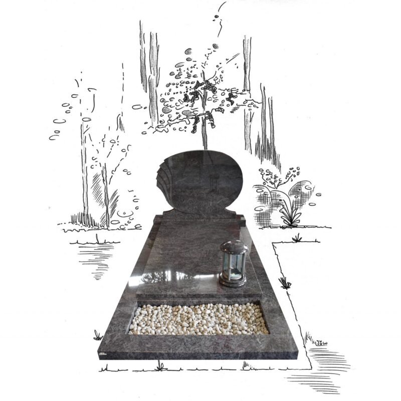 Orion graniet compleet monument met waaier en plantvak