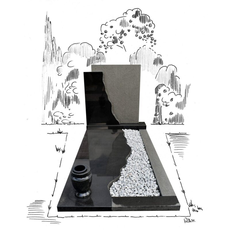 Zwart gepolijst/geschuurd graniet met golven en plantvak