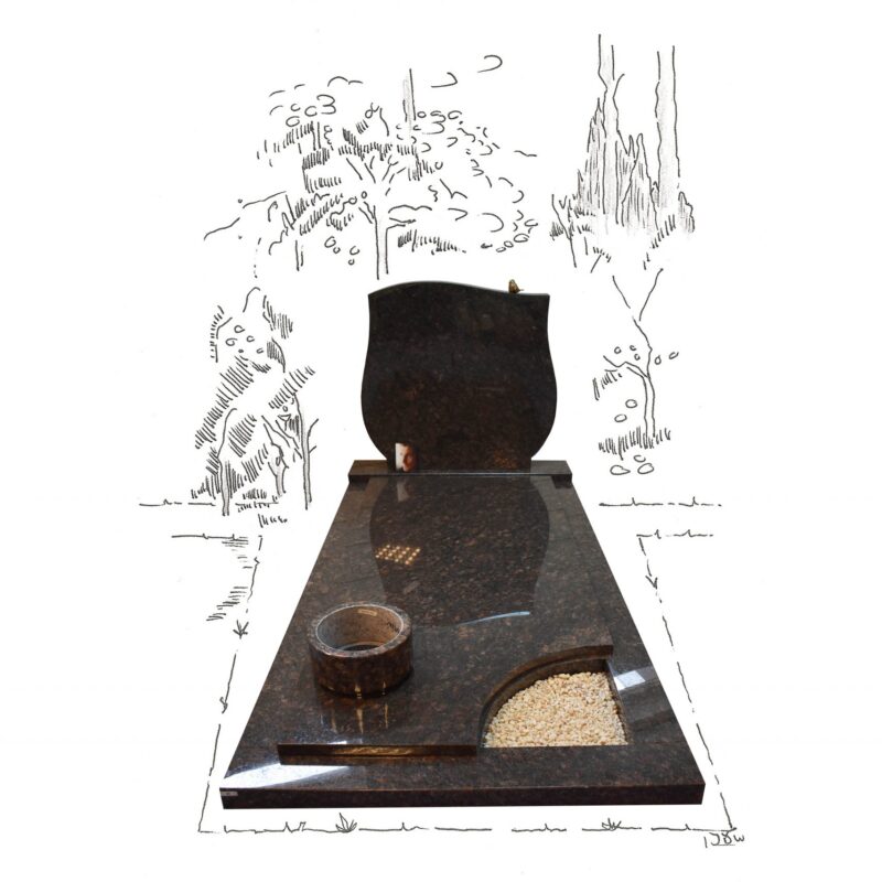 Tan Brown compleet monument met kwart cirkel vak