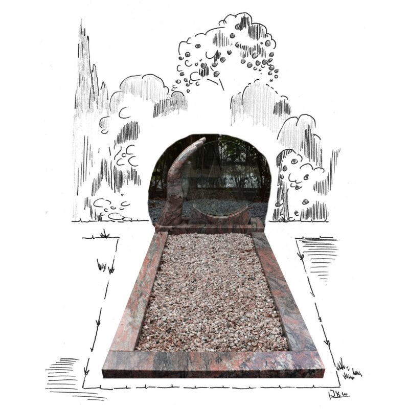 Rainbow Red compleet monument hand met glazen cirkel