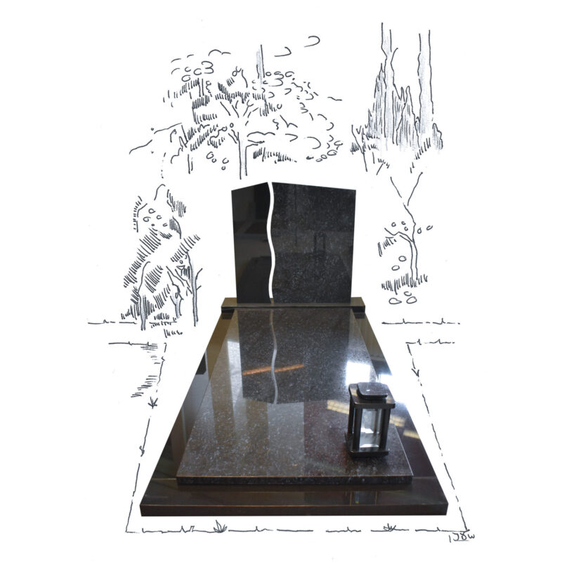 Zwart + Butterfly blue compleet monument met golf in zuilen