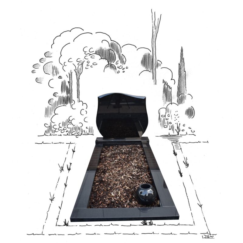 Zwart graniet compleet monument met schors