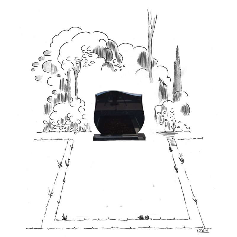 Zwart graniet staand monument tulp